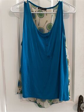 Blue Layered Button-Front Tank Top by
